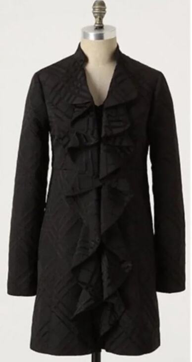 Anthropologie Jackets & Blazers - Anthropologie Tabitha Dusk Ruffles Textured Plaid Coat Size 2